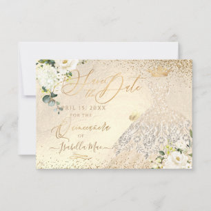 Invitation Quinceanera Enregistrer la date Gold Faux Parties 