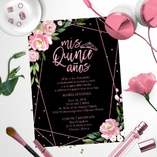 Invitation Quinceañera Espagnol Rose Fuschia Or Ro