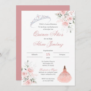 Invitation Quinceanera espagnole Floral rose
