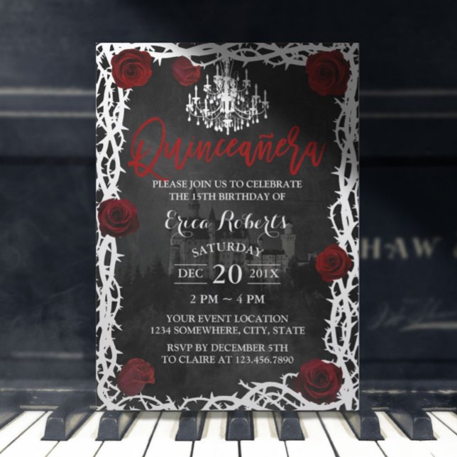 Invitation Quinceanera Fairytale Castle Rose & Thorn Princess (Créateur téléchargé)