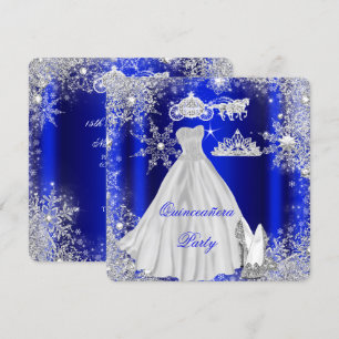 Invitation Quinceañera Fête d'anniversaire 15 ans Bleu Royal
