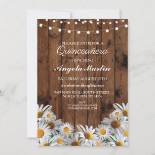 Invitation Quinceanera fête d'anniversaire Daisy Wood Invitat