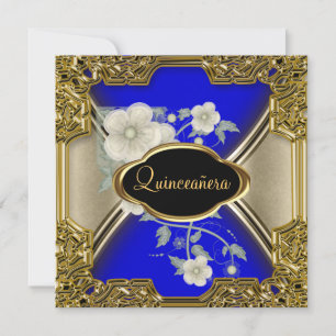 Invitation Quinceañera fête d'anniversaire Gold Black blue