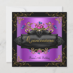 Invitation Quinceanera Fête d'anniversaire Tache Violet Lilas