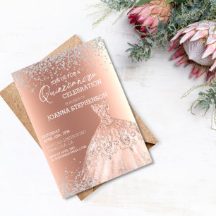 Invitation Quinceanera Fête de la Quinceanera Robe Diamants