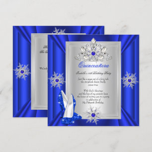 Invitation Quinceanera Fête des 15 ans Escarpins Bleu Royal