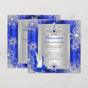 Invitation Quinceanera Fête des 15 ans Escarpins Bleu Royal 2