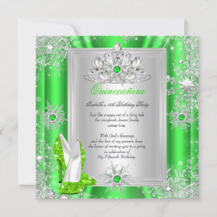 Invitation Quinceanera Fête des 15 ans Escarpins vert citron 