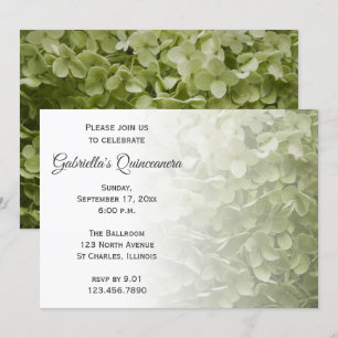 Invitation Quinceanera Fleur d'Hydrangée Verte