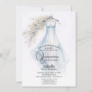 Invitation Quinceañera   Fleurs blanches pâles