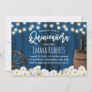 Invitation Quinceanera Fleurs de marguerite rustique Baril Ma
