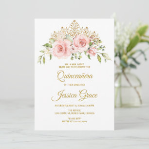 Invitation Quinceanera Fleurs Roses Brutes, Mis Quince