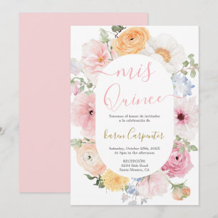 Invitation Quinceanera Florale Rose