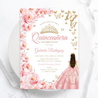 Quinceanera Florale Rose Or Blanc