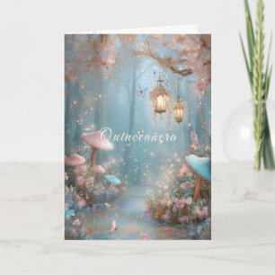 Invitation Quinceanera Forêt Enchantée Magique Champignons 
