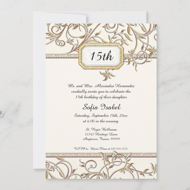 Invitation Quinceañera Glam Vieil Hollywood Mes Quinze Ans (Dos)