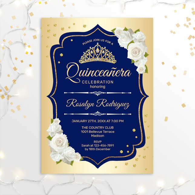 Invitation Quinceanera - Gold Navy (Créateur téléchargé)