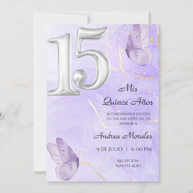 Invitation Quinceañera invitation, Mis Quince 15 años (Devant)