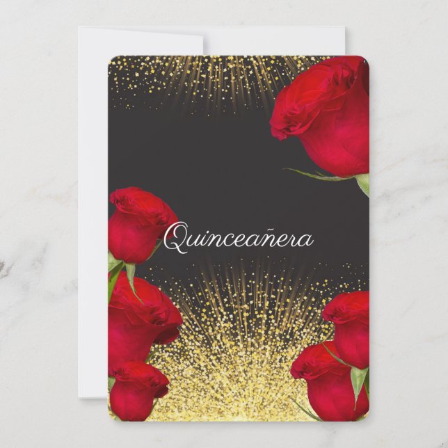 Invitation Quinceanera Invitation, Roses rouges, Parties scin (Devant)