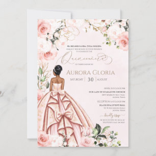 Invitation Quinceanera Joli rose Beau Rose 15e
