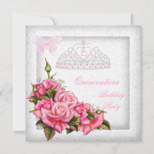 Invitation Quinceanera Jolie rose Roses Blanche 15ème Partie 