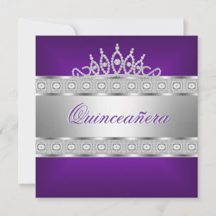 Invitation Quinceanera Joyau d'argent pourpre 15e anniversair
