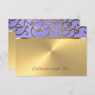 Invitation Quinceanera Lavande violet et Filigree or
