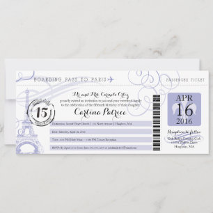Invitation Quinceanera Lavender   Paris Embarquement Pass