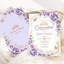 Quinceanera Lilac Floral pourpre