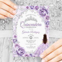 Quinceanera Lilac Purple Argent Floral