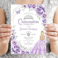 Quinceanera Lilas Violet Argent Blonde Fille Flora