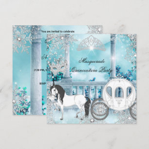 Invitation Quinceanera Magical Princess Blue Horse Carrie
