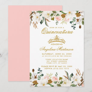 Invitation Quinceanera Magnolias Rose Roses Florales