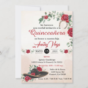 Invitation QUINCEANERA Mariachi Charra Rustique Charro Mexica