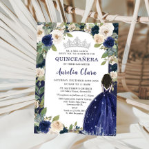Quinceañera Marine Blue Floral Princesse Anniversa