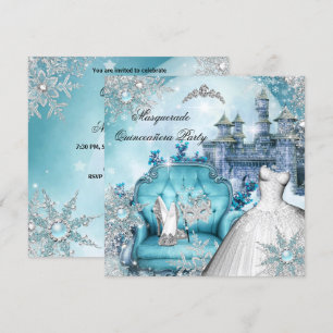 Invitation Quinceanera Masquerade Magique Princesse Bleu 2