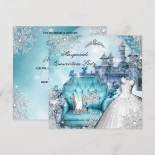 Invitation Quinceanera Masquerade Magique Princesse Bleue