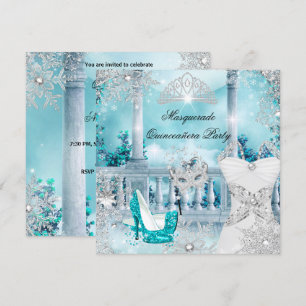 Invitation Quinceanera Masquerade Magique Princesse Bleue 3