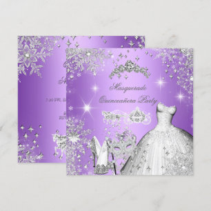 Invitation Quinceanera Masquerade Magique Princesse violet