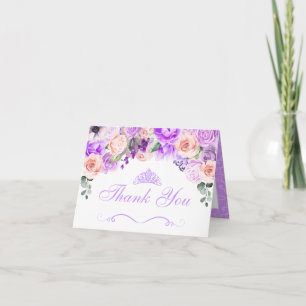Invitation Quinceanera Merci rose et violet