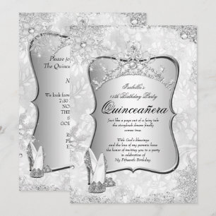 Invitation Quinceanera Merveilleux Hiver Flocon de Neige Arge