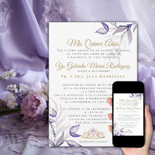 Invitation Quinceañera  Mes Quinze Ans Feuillage Violet