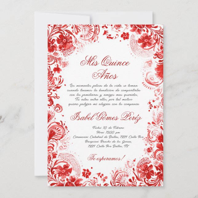 Invitation Quinceañera mexicaine (Devant)