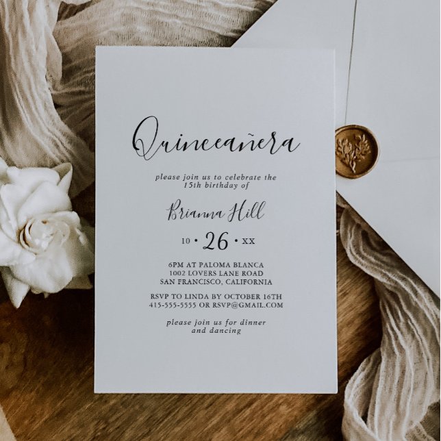 Invitation Quinceañera minimaliste simple (Créateur téléchargé)