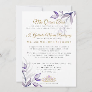 Invitation Quinceañera mis Quince Años Follaje Morado