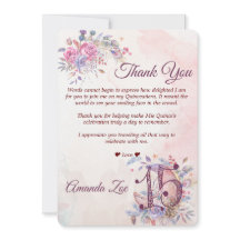 Quinceañera Note de remerciement