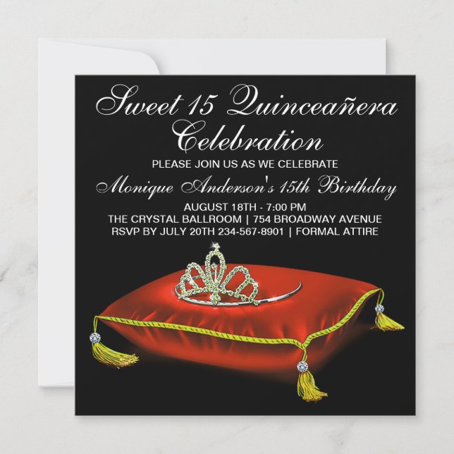 Invitation Quinceanera Or Noir Et Or (Devant)