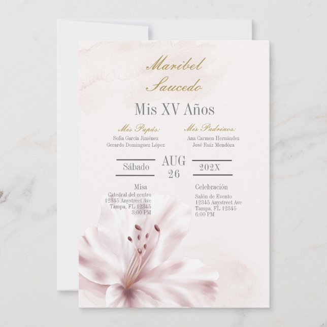 Invitation quinceañera orchidée (Devant)