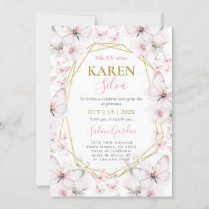 Invitation Quinceanera papillon