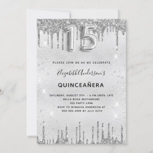 Invitation Quinceanera parties scintillant argent élégant